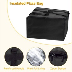 Insulated Pizza Bag, 1Pcs 24x24x14 Inches Non-woven Fabrics Grocery Bag (Black)