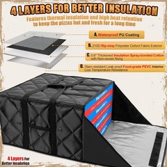 20x20x14 Insulated Pizza Delivery Bag Thermal Hot Food Carrier Holds 7 Boxes