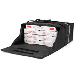 Insulated Food Delivery Bag for 4 Large Pizzas, 20″x20″x8″, Black, Heat Retentio