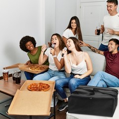 Insulated Pizza Bag, 1Pcs 24x24x14 Inches Non-woven Fabrics Grocery Bag (Black)