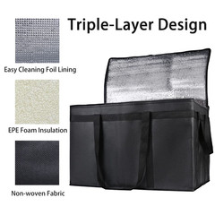5-Pack Insulated Food Delivery Bag for Hot and Cold Meal, Xxx-Large, Grocery Tot