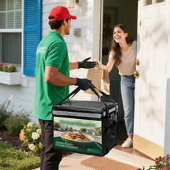 DEAYOU Insulated Food Delivery Bag for Bike, Pizza Delivery Bag with Divider