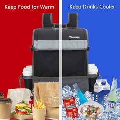 Insulated Food Delivery Backpack with 6 Cup Holder and Reflective Straps