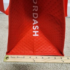 Doordash Insulated Delivery Bag Red Double Handle Zip Closure 15×13″