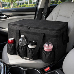 Insulated Food Delivery Bag with 4 Cup Holders, XXL Xx-Large, Black