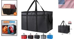 2-Pack XXXL Insulated Food Delivery Bags, Black