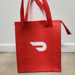 Doordash Insulated Delivery Bag Red Double Handle Zip Closure 15×13″