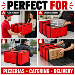 Insulated Pizza Delivery Bag 20x20x12 Hot Food Carrier 1-10 Pack Colors