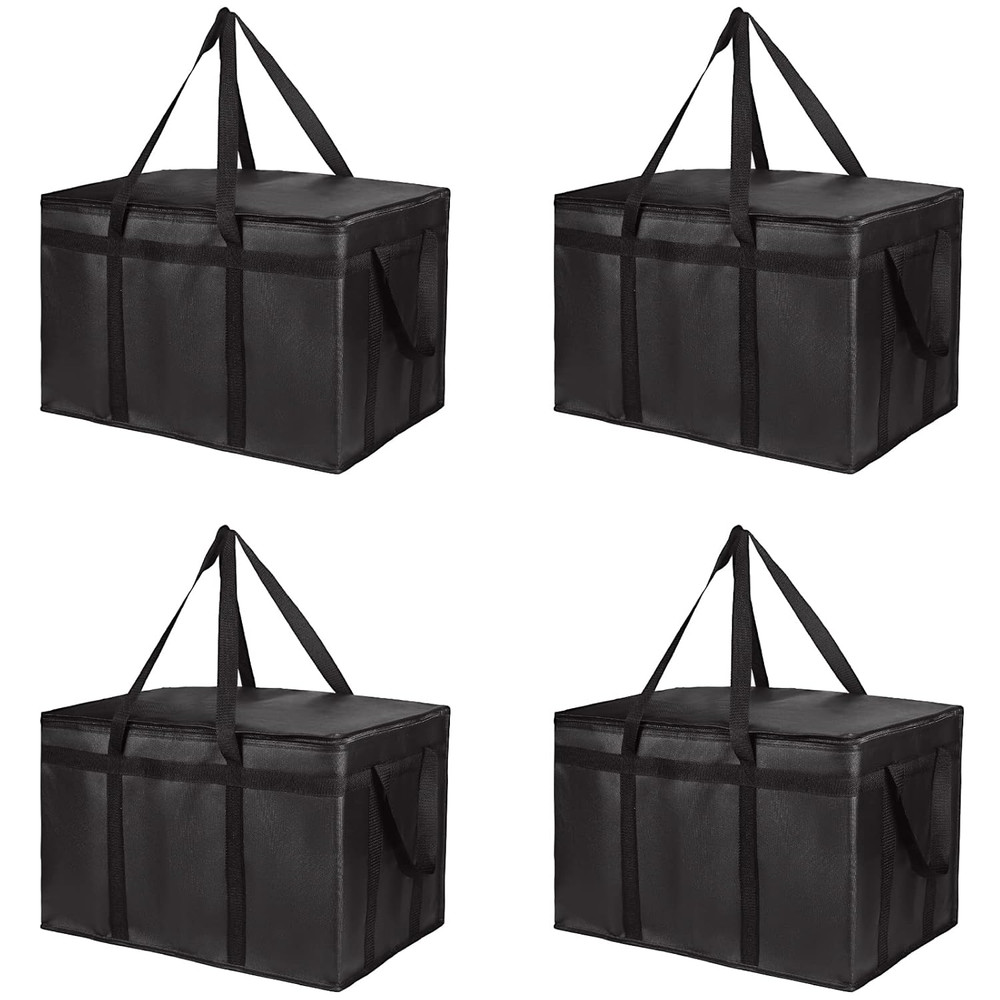 4-Pack Insulated Food Delivery Bags — Large Reusable Tote for Hot & Cold Meals