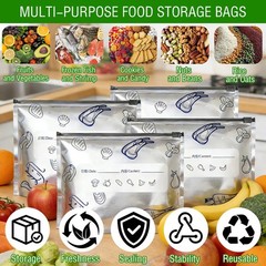 10PCS Reusable Aluminum Foil Sealable Storage Bags,Leakproof 17.2*23CM, Gray