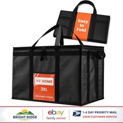 Durable Insulated Bag for Food Delivery, Reusable Cooler with Slip Pocket