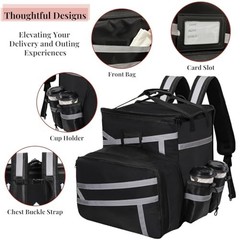 Expandable Insulated Food Delivery Backpack — Large Waterproof Catering Bag with