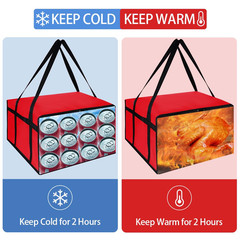 Insulated Pizza Delivery Bag for Carry Hot, 20″ X 20″ X 14″ Carrier Warmer, Insu