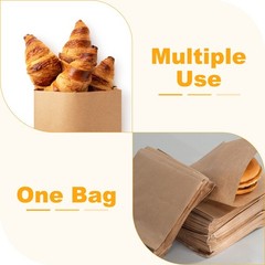 7.87×7.87 Inch Paper Sandwich Bags 100 Pcs Double Side Pastry Bag Light Brown