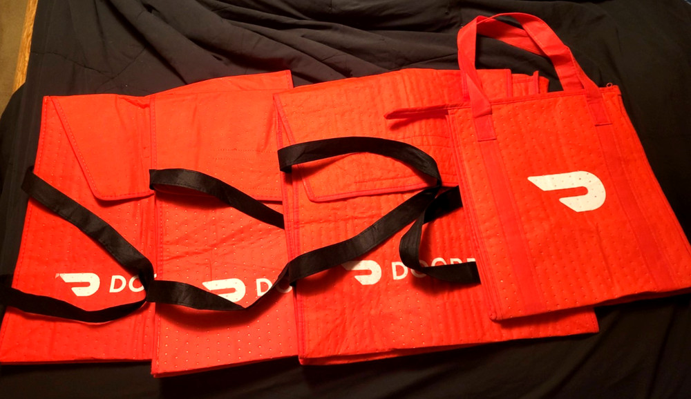 Set of 4 Doordash Delivery Bags Pizza Bag Insulated Zipper Food Drive Thru