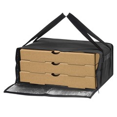 Insulated Pizza Bag, 1Pcs 20x20x14 Inches Non-woven Fabrics Grocery Bag (Black)