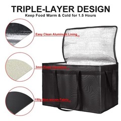 Insulated Grocery Cooler Bag: 79L Zippered Tote for Food & Beverage Transport