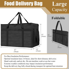 Insulated Bags for Food Delivery, XXXL Pizza Delivery Bags, Large Capacity Coole