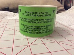 Delivery driver food stickers — Rely On TIPS — Green — 100 Plus Stickers