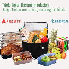 3 Pack Insulated Reusable Grocery Shopping Bag, Food Delivery, Cooler Bag, Heavy