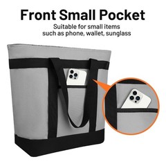 CIVJET Insulated Reusable Tote Bag for Grocery Shopping Non-Waterproof, Grey