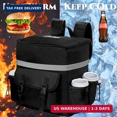 Food Delivery Backpack, Insulated Reusable Pizza Delivery Bag with 4 Cup Holder,