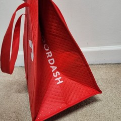 Doordash Insulated Delivery Bag Red Double Handle Zip Closure 15×13″