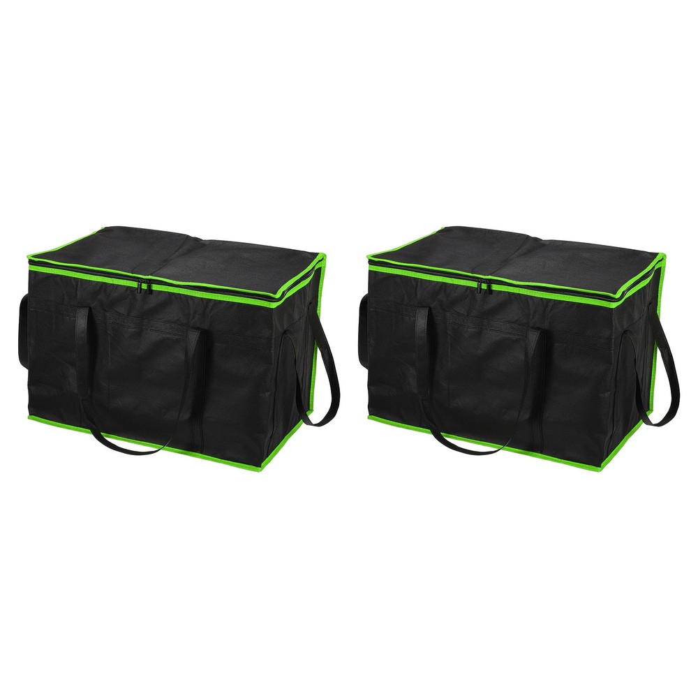 Insulated Reusable Grocery Bags with Zipper and Handle (Green, 22.8″x13.8″x15″)