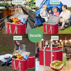 3 Pack Cooler Bag & Insulated Grocery Bags Food Delivery Collapsible Cooler