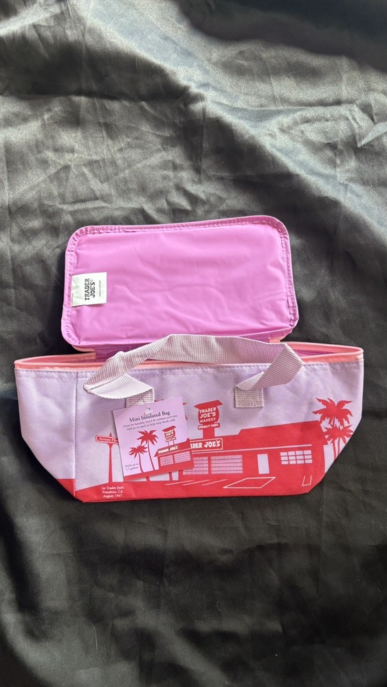 Trader Joes Mini Insulated Lunch Tote Bag Cooler Lilac Purple Pink New With Tags