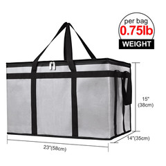 Extra Large Insulated Food Delivery Bag Thermal Catering Carrier Gray