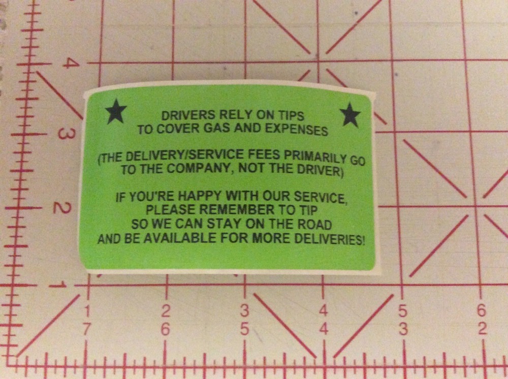 Delivery driver food stickers — Rely On TIPS — Green — 100 Plus Stickers