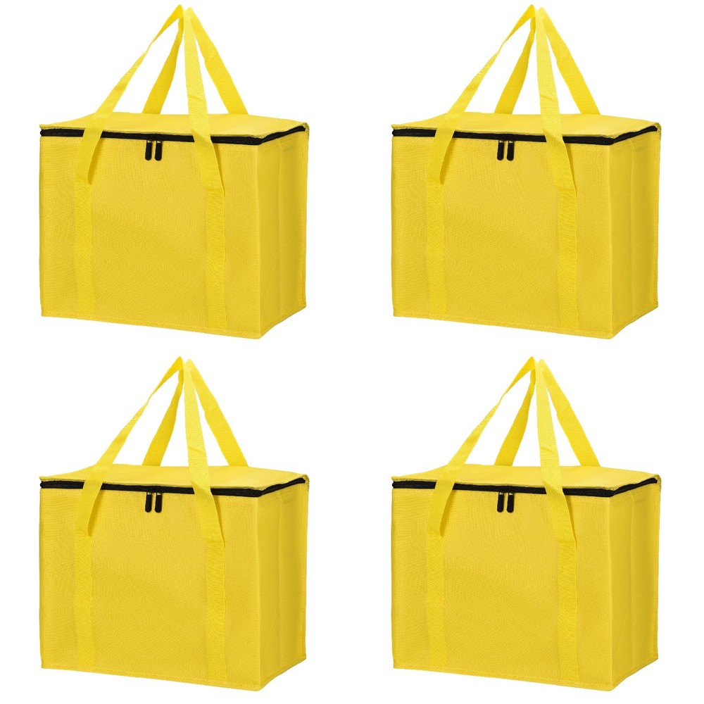 4 Pack Insulated Food Cool Warm Bag XX-Large Grocery Tote Reusable Bag Yellow