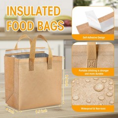 Kacctyen 100 Pcs Insulated Take Out Bags Bulk 9.5 x 6 x in, Kraft Color