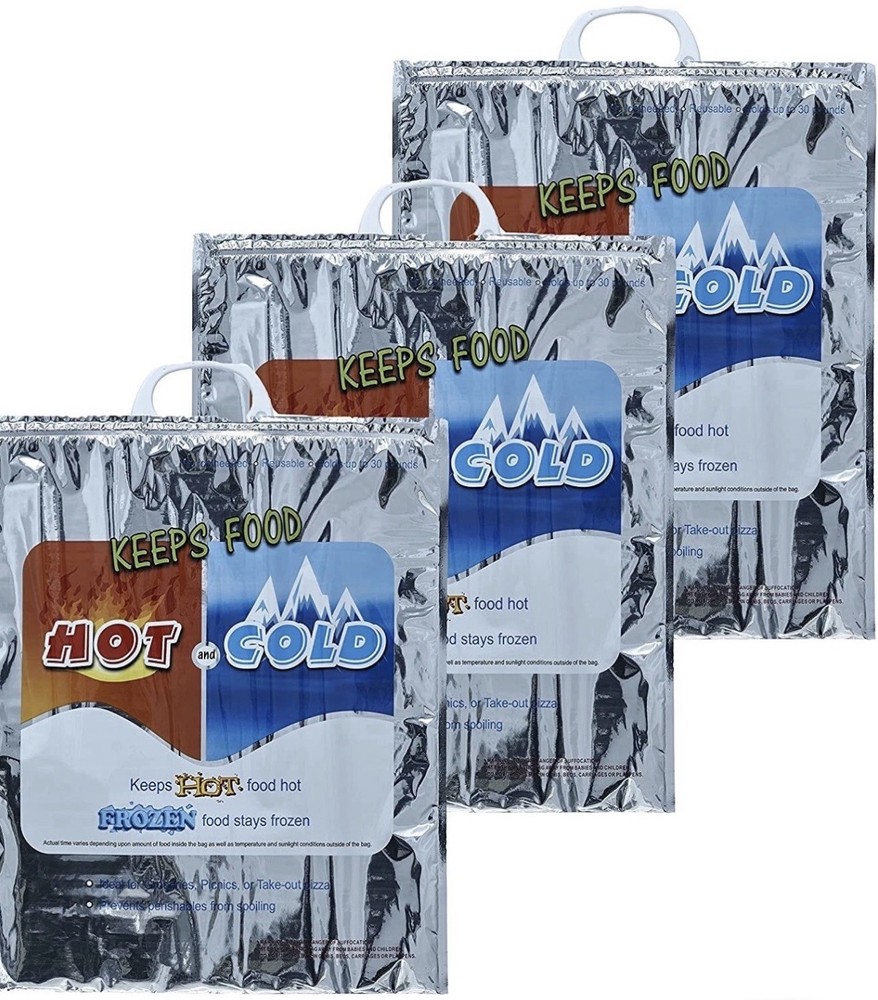 Insulated Thermal Food Delivery Bag Hot Cold Reusable Leakproof Pack of 3