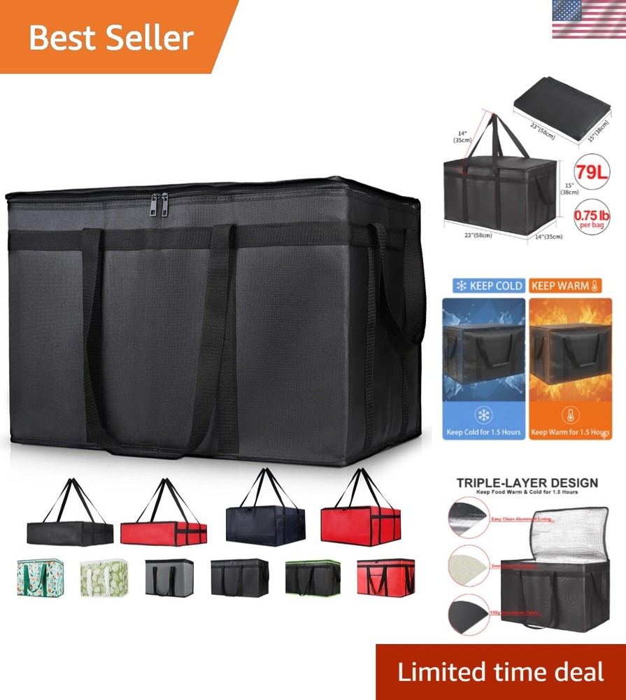 Collapsible Insulated Grocery Tote — Ideal for Doordash, Catering & Beach Trips