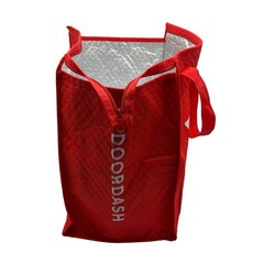 DoorDash Insulated Red Food Delivery Tote Bag Zip Top 15x13x9.5 Takeout Hot/Cold