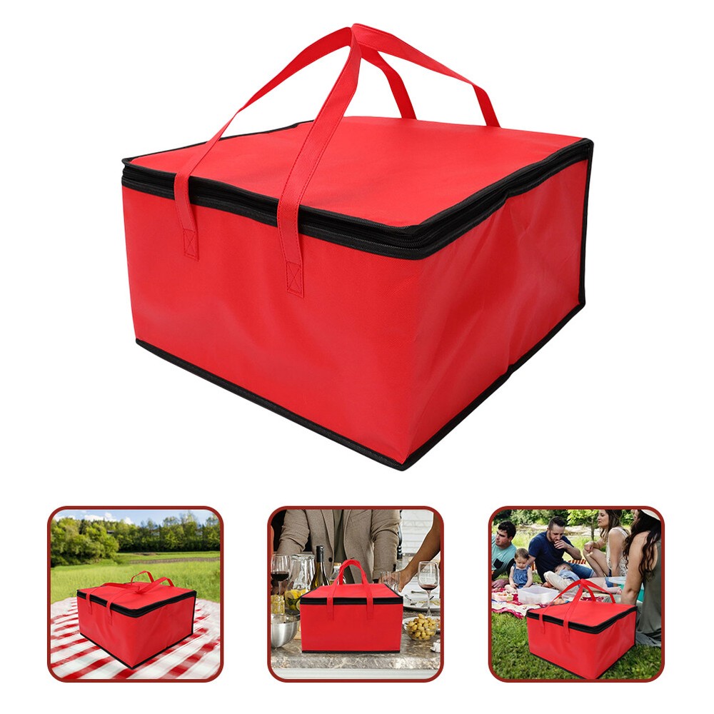 2Pcs Portable Handle Food Bag Thermal Food Bag Zipper Insulated Delivery Pouch