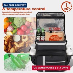 GoHimal Food Delivery Backpack, Insulated Food Delivery Bags for Takeout Bike, L