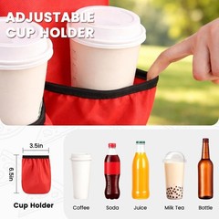 Insulated Food Delivery Bag with 4 Cup Holders, XXX-Large Commercial Grade In…