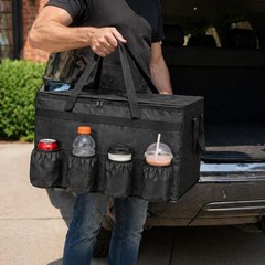 Bodaon Insulated Food Delivery Bag with 4 Cup Holders, XXL XX-Large, Black