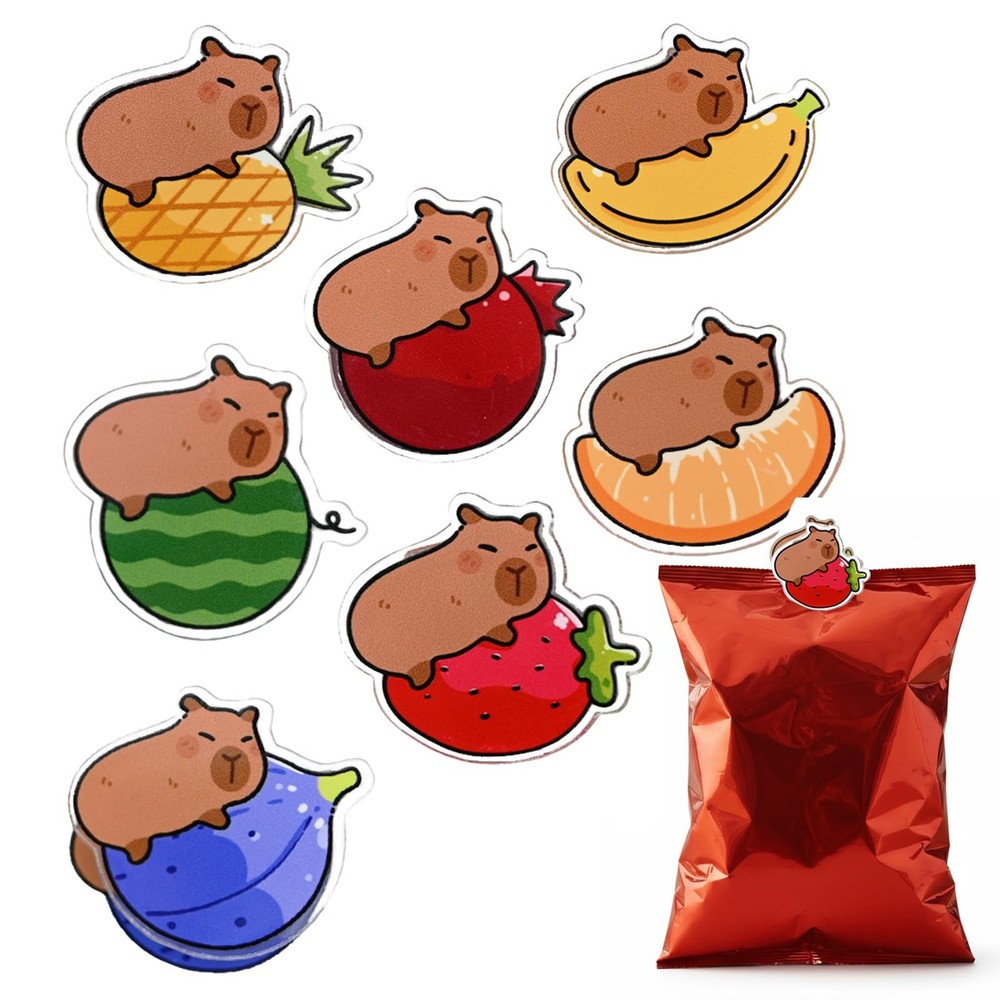 7 PCS Cute Chip Clips Food 1.0 inches, Red, Blue, Green, Yellow, Pink, Orange