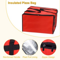 24″x24″x14″ Insulated Pizza Bag Non-woven Fabrics Food Carrier Bag for Party Red