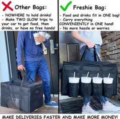 Insulated Food Delivery Bag XL Pro with Cup Holders