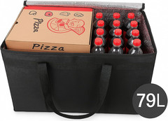 Insulated Food Delivery Bag with Hard Bottom, XXXL Pizza Cooler Bags, Grocery Sh