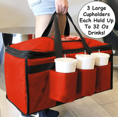 Insulated Food Delivery Bag with Cup Holders/Drink Carriers Premium
