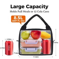Aosbos Insulated Lunch Bag for Women Men, 8.5L Leakproof Medium, A. Black