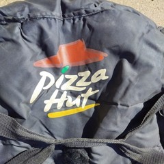 Black Pizza Hut Delivery Bag Red Logo On top 3 Pizzas