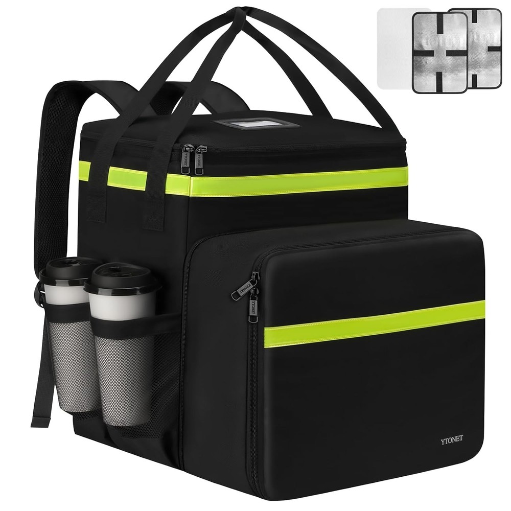 Food Delivery Backpack with 7 Cup Holders,Extra Large Insulated Delivery Bags..