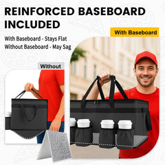 Insulated Food Delivery Bag with 4 Cup Holder and Bottom Support, Xxx-Large Insu